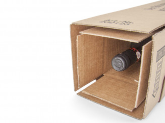 Weinverpackung 1er Karton „braun“ bis 39cm Länge "Kombiwell" 