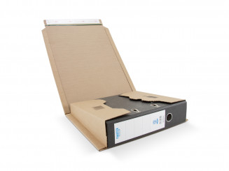 Ordnerverpackung mit Haftklebeverschluss, braun 